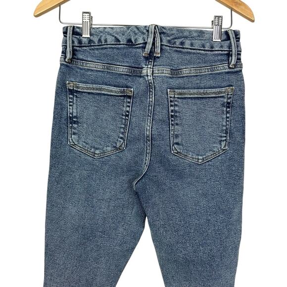 Good American Good Waist Good Crop Jeans Distressed Medium Wash Size 6 - Picture 10 of 15